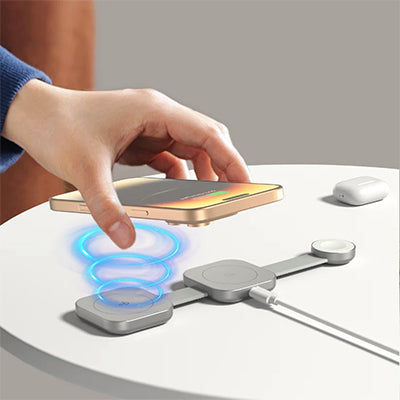 Mazer MagTrifold03 Qi2 Certified 15W 3-in-1 Foldable Wireless Travel Charger