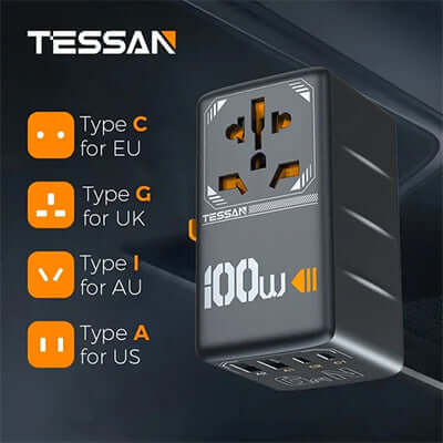 TESSAN 100W Fast Charging Adaptor with 2 USB C & 2 USB Charging Ports Corporate Gifts Singapore