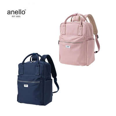 Anello Town Squared Backpack in navy and pink, perfect for daily use and as a Corporate Gift.
