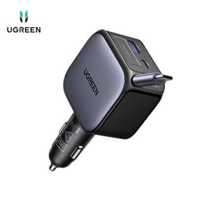 UGREEN Nexode Car Charger 90W with Retractable USB-C Cable Corporate Gift Singapore