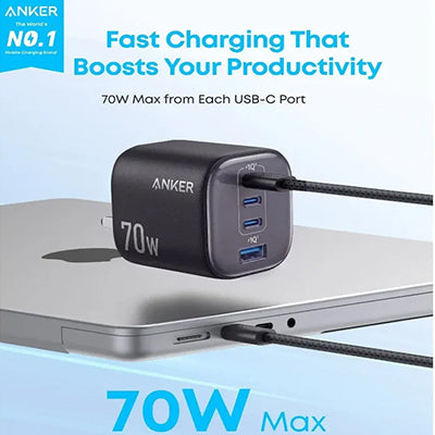 Anker Zolo 70W Fast Charging 4-Port GaN Compact Foldable Charger A121C