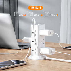 TESSAN Extension Tower 12 Ways with 2 USB-A & 1 USB-C Ports Corporate Gifts Singapore
