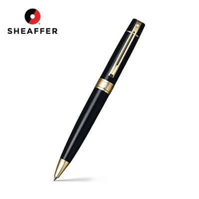 Sheaffer® Glossy Black Ballpoint Pen With Gold-tone Trim, ideal for corporate gift, stylish and elegant writing tool.