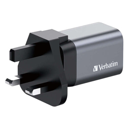 Verbatim 2-Port 35W GaN Charger 32200 with USB-C and USB-A ports for fast charging of devices.