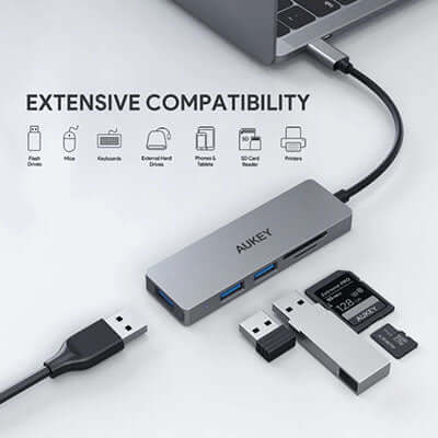 Aukey CB-C63 3 USB 3.1 Port with Card Reader Hub Corporate Gifts Singapore