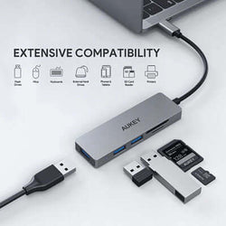 Aukey CB-C63 3 USB 3.1 Port with Card Reader Hub Corporate Gifts Singapore