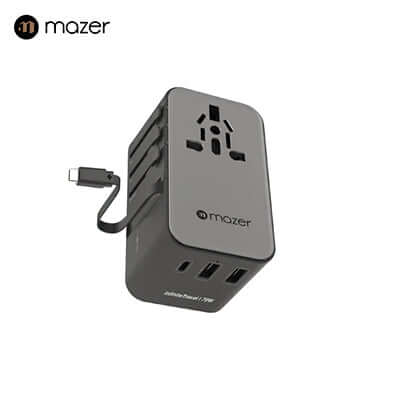 Mazer Infinite PD70W Gan Universal Travel Charger With Built-in USB C Cable Corporate Gifts Singapore