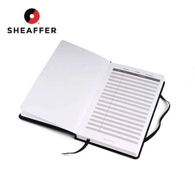 Sheaffer® Ballpoint Pen and Medium Notebook Black Hangsell Giftset with sleek design and durable hardbound cover.