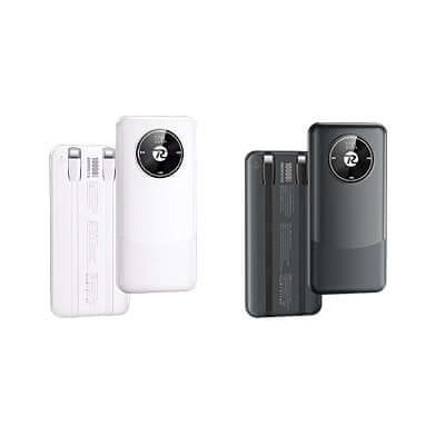 Remax RPP-37 Fast Charging Powerbank 10000mAh in white and black colors, ideal for modern users.