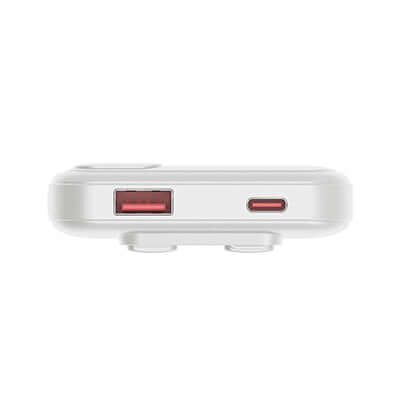 Verbatim 10000mAh PD 3.0 & QC 3.0 Power Pack with Embedded Cables side view showing USB ports.