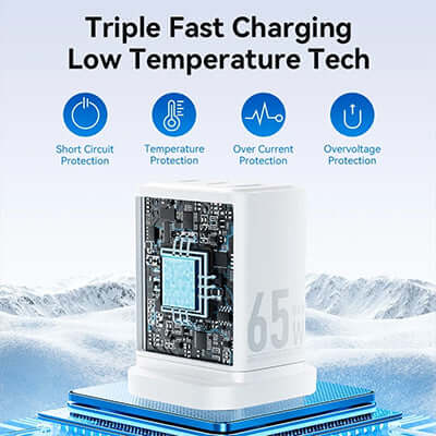 Vention 30W GaN Charger with triple fast charging and low temperature technology features.