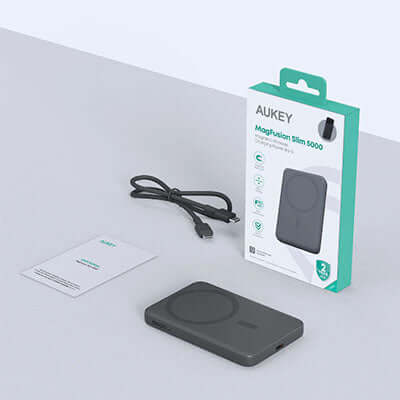 Aukey PB-MS03 MagFusion Slim 5000mAh Magnetic Wireless Power Bank Corporate Gifts Singapore