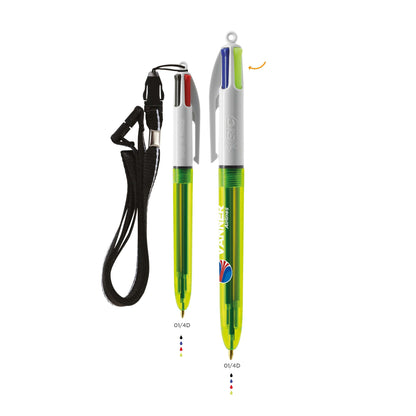 BIC 4 Colours Fluo with lanyard ballpen Corporate Gift Singapore