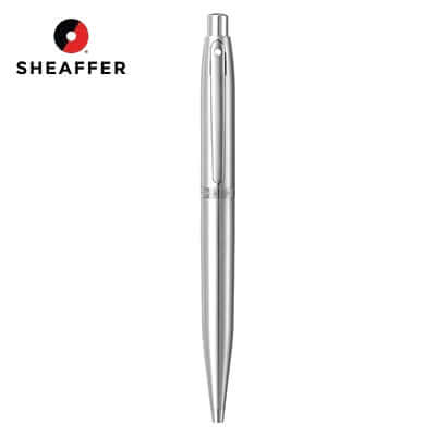 Sheaffer® Brushed Chrome Ballpoint Pen With Chrome Trim showcasing sleek design, ideal for corporate gift.