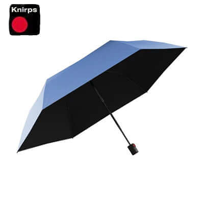 Knirps U.200 Ultraslim Duomatic Umbrella (UV Protection) open showcasing blue and black design.