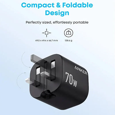 Anker Zolo 70W Fast Charging 4-Port GaN Compact Foldable Charger A121C