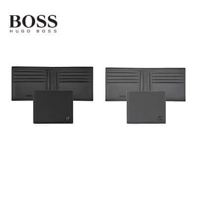 Hugo Boss Wallet Double B Saffiano in black, a luxury corporate gift with top-grain leather and refined design.