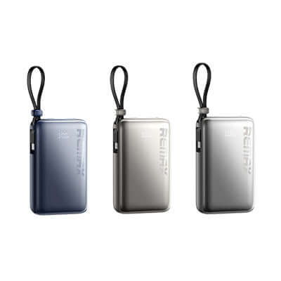 Remax RPP-19 Fast Charging Powerbank 10000mAh in three colors with a sleek design.