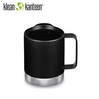 Klean Kanteen Camp Mug 12OZ (W/Tumbler Lid) in black. Ideal for outdoor beverages and corporate gifts.