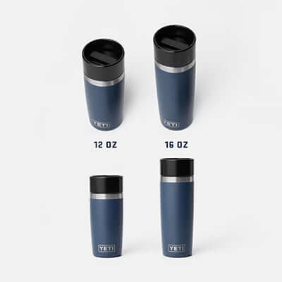 Yeti Rambler® Travel Water Bottle with Commuter Cap in 12 oz and 16 oz sizes, ideal for corporate gifts.