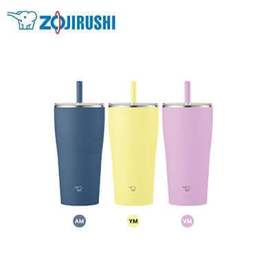 ZOJIRUSHI SX-HA72H 0.72L Vacuum Tumbler with Straw in blue, yellow, and pink colors