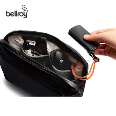 Bellroy Venture Travel Crossbody interior with organization and features for travel and security.