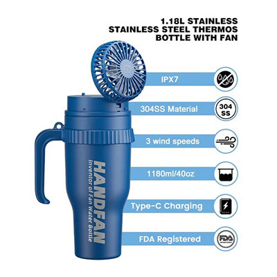1.18L Stainless Steel Flask with Fan