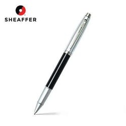 Sheaffer® 100 Glossy Black Barrel Brushed Chrome Cap Rollerball Pen on a white background for Singapore Corporate Gift.
