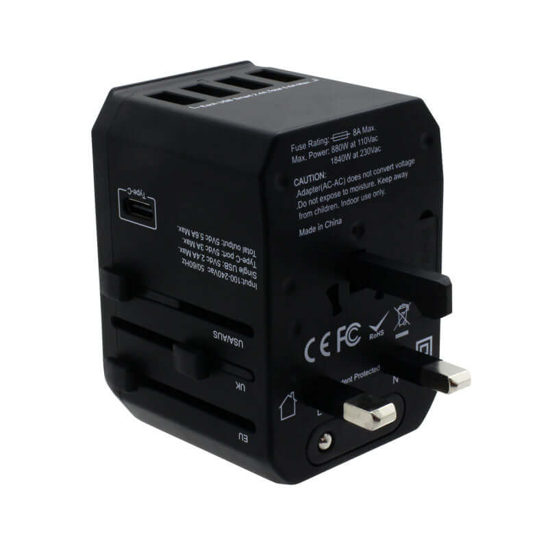 Valore Universal Travel Adaptor with 4 USB + 1 Type-C Output (AC57) Corporate Gifts Singapore