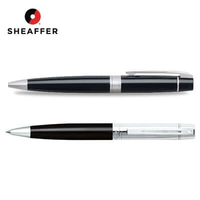 Sheaffer® 300 Glossy Ballpoint pen showcasing black and chrome design, ideal for corporate gift.