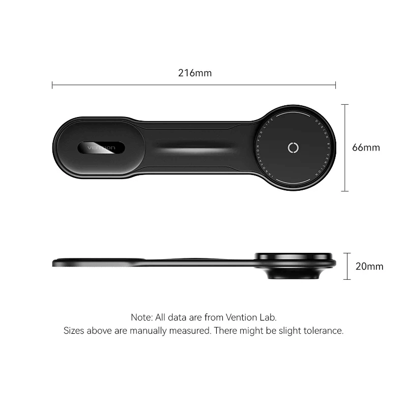 Vention Magnetic Wireless Car Mount Charger 15W dimensions showing length, width, and height for effective use.