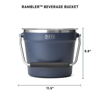 Yeti Rambler® Beverage Bucket with Lid dimensions displaying 11.5 inches wide and 8.8 inches tall.