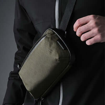 Alpaka Elements Tech Case Sling Mini X-Pac VX42 shown in use, ideal for tech organization and a perfect corporate gift.