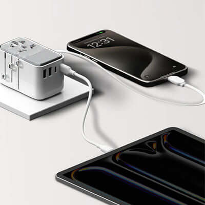 Momax 1-World+ Flow 4-Port Travel Charger With Built-In USB-C Cable 35W Corporate Gifts Singapore