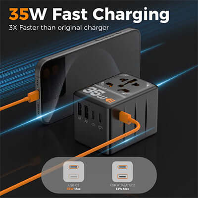 TESSAN 35W Travel Adaptor with 3 USB C & 2 USB Charging Ports Corporate Gifts Singapore
