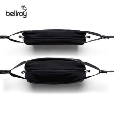 Bellroy Lite Sling Mini Bag shown from the top and bottom, showcasing its lightweight and foldable design.