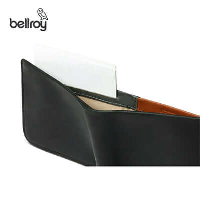 Close-up of the Bellroy Hide & Seek Wallet LO (RFID Protected) showcasing card slots and leather design.