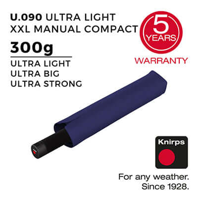 Knirps U.090 Ultralight XXL Manual Compact Umbrella (UV Protection) with 5-year warranty.