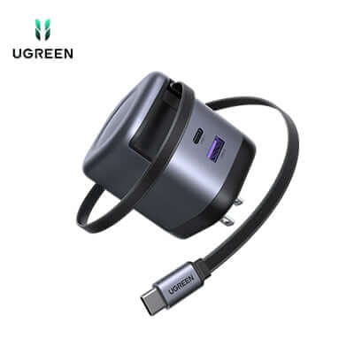 UGREEN Nexode 65W Charger with Retractable USB-C Cable, corporate gift, versatile charging solution