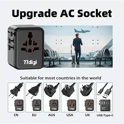 77digi 100W 3 Type-C + 2 USB Travel Adapter WWA100
