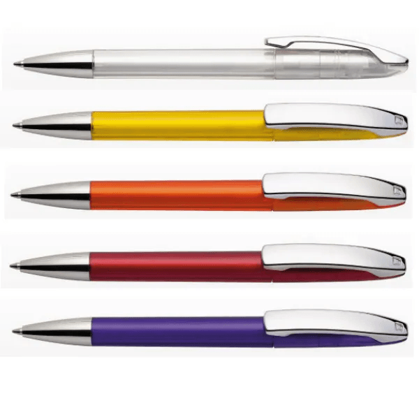 Maxema Ball Pen VIEW V1 - 30 CR in various colors including clear, yellow, orange, and purple.