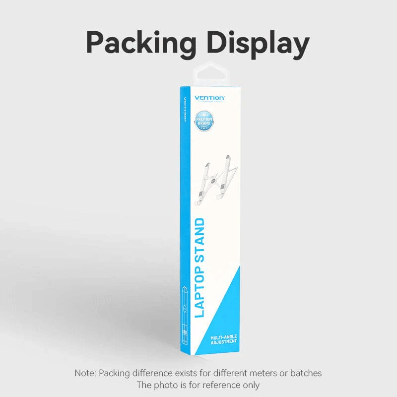 Vention Laptop Stand White packaging display for a stylish and portable laptop accessory.