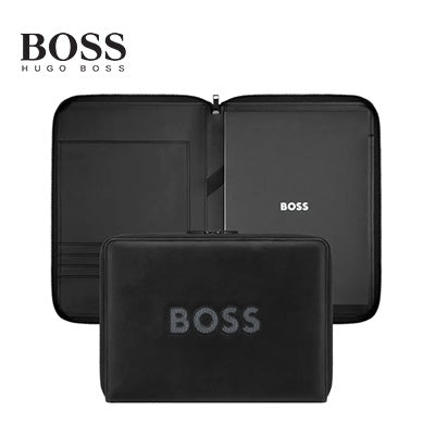 Hugo Boss Conference Folder Zip A4 Boss Cut Out featuring a graphic BOSS logo and contrast mesh fabric.