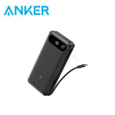 Anker 20000mAh 87W Power Bank with Built-in USB-C Cable A1383 - portable charger for fast device charging.