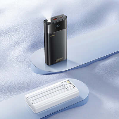 Remax FC-12 Fast Charging Powerbank 20000mAh on display with its compact design and fast-charging features.