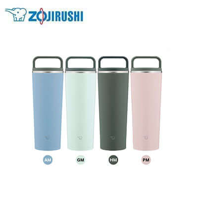 Different colors of ZOJIRUSHI SX-JA40 0.4L Vacuum Tumbler displayed: light blue, mint green, dark gray, and pink.
