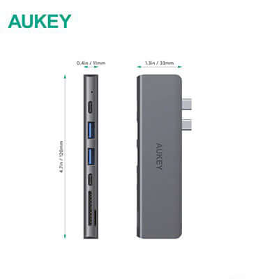 Aukey CB-C76 Type C to USB 3.0 7-in-1 Thunderbolt 3 Hub Corporate Gifts Singapore