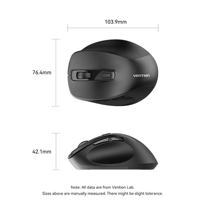 Vention 2.4G Wireless Ergonomic Mouse shown from top and side, emphasizing comfort and design for corporate gift.