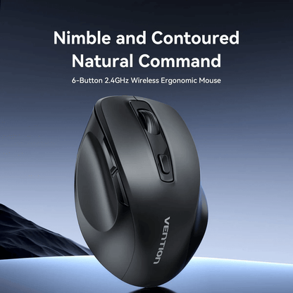 Vention 2.4G Wireless Ergonomic Mouse featuring a 6-button design for comfort and precision as a Corporate Gift
