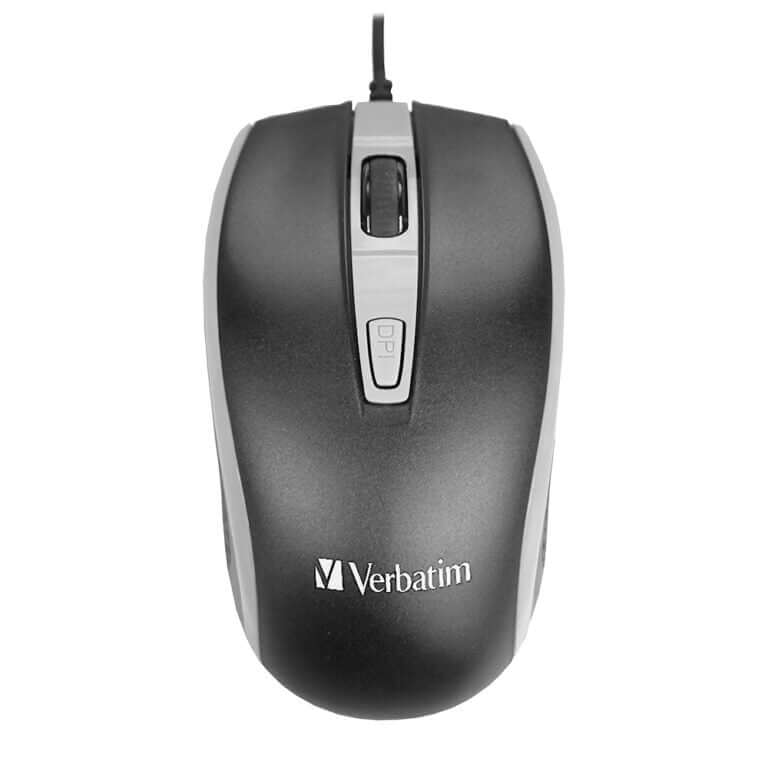Verbatim USB Optical Wired Mouse 66513 with ergonomic design and customizable sensitivity, ideal for comfort and precision.